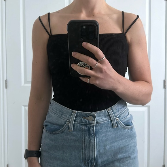 Black Thong Ribbed Body Suit - Picture 1 of 5